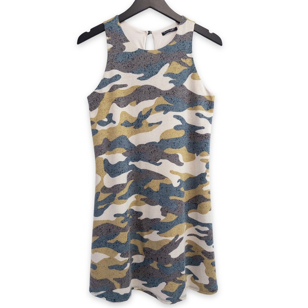 Papermoon Camo Print Shift Dress Women S Military Style Streetwear Casual Mini